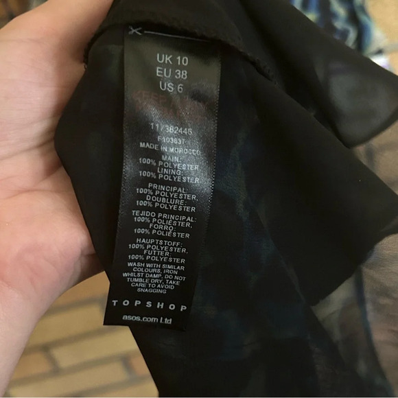 Topshop Frill Bardot Tie Off Shoulder Animal Print Mini Dress NWOT Size 10 - Picture 5 of 5